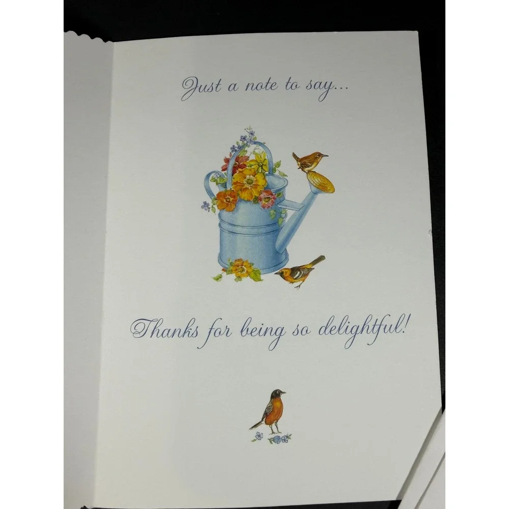 VTG PVA Friendship Greeting Cards Set 5 Blue Floral Butterfly Note Cards